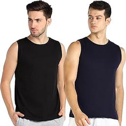 Men's Dryfit Active Performance Solid Round Neck Sleeveless Polyester T-Shirt-image-44