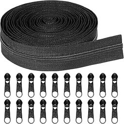 AQBAH Zipper Roll 5 Meter with 25 Zip Puller (Kunda) for Tailoring/Stitching/Sewing/Craft/Fashion Designing (5 Meter) (Black)-1