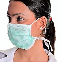 Kashi Surgicals Safe Shield Safe Unisex Shield Tie-On Polypropylene 3 Ply Disposable Surgeon's Mask with Tie On Bands without Valve , Box of 50 - Blue-11