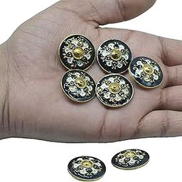 CRAFT LOVE Noormahal Metal Button for Coat, Jacket, Blazer, Sherwani, Lehenga, Indo Western, Gown & Traditional Indian Ethnic Classy Buttons - Rust Free - Pack of 12 Piece (Size : 2.5 cm) (Black)-image-99
