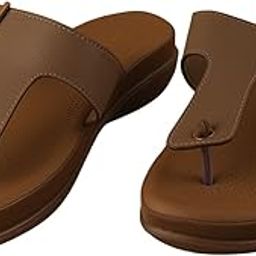 Women's Orthopedic Comfort Slip-On Sandals with Adjustable Buckle Strap | Arch Support Soft Sole Chappals | Daily Anti-Skid Flats for Women-image-1