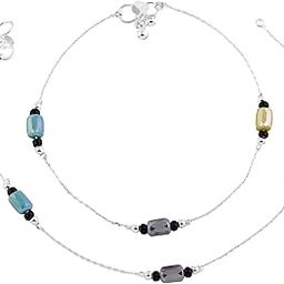 Elegant Chain Payal Set for Women|Rhodium Coated Anklets with Multicolor Beads|Lightweight Jewelry – OSSP-0709-IRMC ANKLET-image-39
