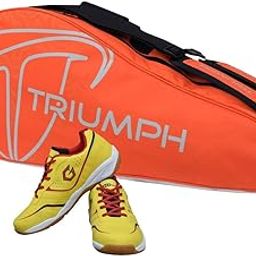 Gowin Badminton Shoe Smash Yellow Size-7 with Triumph Badminton Bag 303 Orange/Grey-image-79