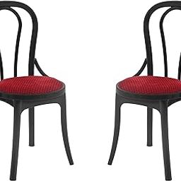 Supreme Pearl Cushioned armless Plastic Chair, Set of 2 (red/Black)-11