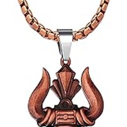 Om Trishul Metal Pendant With 22 Inch Box Stainless Steel Chain | Spiritual Trident Necklace for Men & Women | Hindu Religious Jewelry-image-100