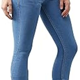 Women's Blue Skinny Fit High Rise Clean Look Regular Length Ice Wash Stretchable High Waist Denim Jeans-image-73