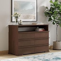 SHRIDEV WOODCRAFT Solid Wood Chest of Drawers for Bedroom Storage | Wooden Dresser with 4 Drawers & Open Shelf | 120 x 46.3 x 84.8 cm | Modern Storage Organizer in Brown Finish-picture-19