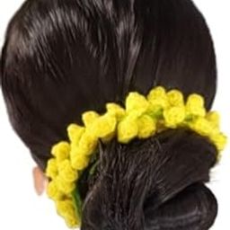 Yellow Gajra crotchet traditional handmade accesory-image-95