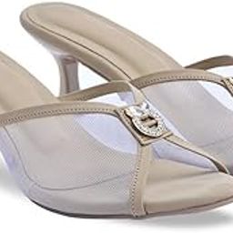 Froh Feet Women's Kitten Heel Embllished Mash sandals 2 Inch Chunky Heels Mules Peep Open Toe Slip On Summer Sandal-picture-5