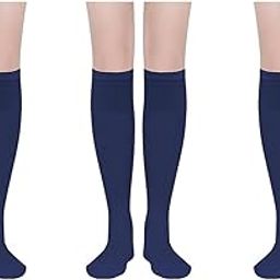 (Pack of 3 Pairs = 6 Socks Women Cotton Knee Length Knee High Socks-picture-35