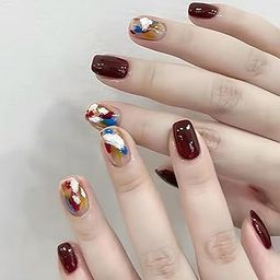 Acrylic Press-On Nails Set With Handmade Gel Polish Patterns And Decorations For Salon-Quality Manicure At Home-image-89