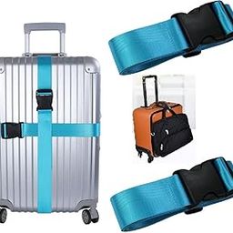 Luggage Strap (2"X6.5FEET Color) + 1 ADD ON BAGAGGE Belt(1"X20" Black) with Quick Release Buckle Adjustable, Premium Accessory for Travel Bag Closure Bright Colors (3PACK, Turquoise)-image-9