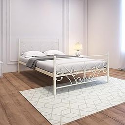 Homdec Auriga Metal Platform Bed with Headboard and Footboard, Heavy Duty Mattress Foundation – No Plywood Needed, Noise Free (Ivory, Double)-image-69