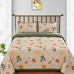 BROMWICK 3-Piece Quilt Set Quilted Bedspread Reversible Coverlet Bedspread| Color-Orange-image-1