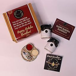 Wrapped up Love Rakhi Gift Set Glass 2 Mini Scented Candles with Rakhi Vanilla Musk and Peppermint Eucalyptus (Raksha Bandhan Gift Hamper)-image-4