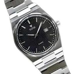Analog Round Face Watch ?Steel Strap - with Black Dial-image-77