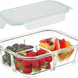 MORDERA Glass Lunch Box with 3-Compartment Meal Containers Food Storage Box with Air Vent Lid Lunch Box for Office School and Travel. (Multicolor Lid)-image-1