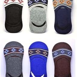 Men's Loafer No Show Socks with Silicon Support (Pack of 6) (Design 4)-image-99