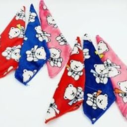 SHLINCO Teddy Bear Print Cotton Handkerchief Set, 24 x 24 cm, Red Blue Pink, Pack of 3-image-14