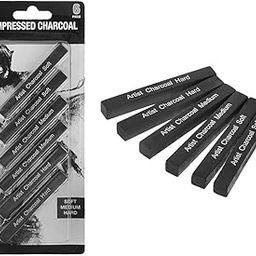 Lekhya || Compressed Charcoal Sticks Set For Artist, 6 Pieces, Soft Medium Hard Grades-27