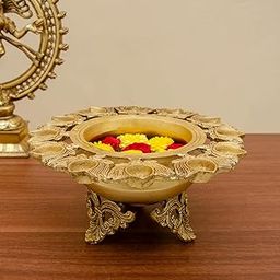 Sacred Needs Brass Lotus Urli Bowl – 5.4 Inch Decorative Bowl for Floating Flowers, Pooja and Festive Decor-image-48