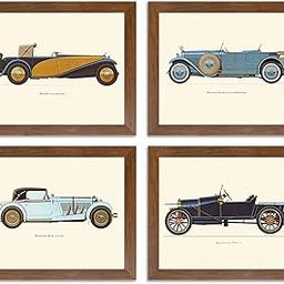 Painting Mantra Vintage Car Royal Vehicle Synthetic Wood Framed Painting Decoration Posters for Living Room, Bedroom, Home and Office Wall (Set of 4)-25