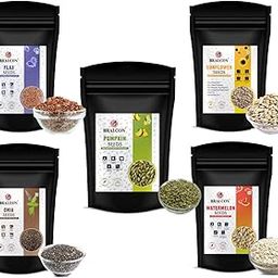 BRALCON Seeds Combo of Chia, Watermelon, Pumpkin, Sunflower, Flax Seeds - 500g (5 x 100g Each Pack) | Unroasted Mix Seeds for eating with Omega 3 and rich in Fiber, Protein for Weight Loss-image-25