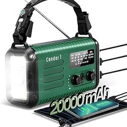 20000mAh/74000mWh Emergency Hand Crank Radio, AM FM NOAA Portable Weather Solar Radio, Dual Output Cell Phone Charger, Flashlight light, Reading lamp, Headphone jack, SOS Alarm for Outdoor Camping Use-27