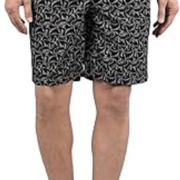 Men's Black Printed 100% Cotton Lounge Shorts-image-77