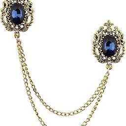 Jazzy Crystal Roamanian Pattern with Golden Chain Pin Brooch.-53