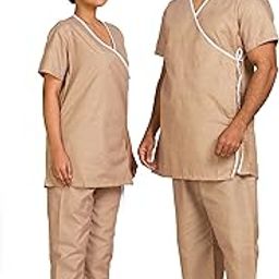 Unisex Reusable Poly Cotton Patient Dress Front-Open Overlap Tie-Type-Checks- Ideal for Patients-5