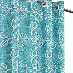 Glorious Printed Polyester Light-Filtering Eyelet Living Room Door Curtain..Pack of 1 (Single pcs) Curtains (Aqua, 8-feet)-image-2