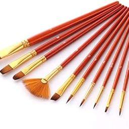 RKPM HOMES Painting Brush Set of 10 Nylon Bristles Wood Handles 10 Brushes Kit, Easy to Blend Colors, Perfect for Kids, Adults and Beginner Artists by Smart Color Art (Red)-image-41