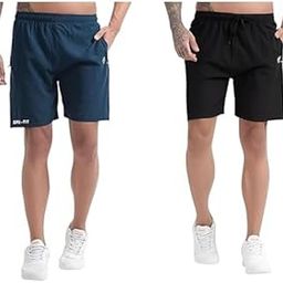 Athletic Sports Shorts for Men with Zip Pockets and Elastic Waistband Quick Dry Lightweight Activewear Combo - Pack of 2-image-28