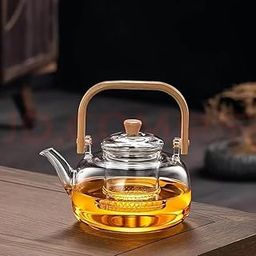Glass Teapot with Bamboo Handle, 1000ml, Multipurpose for Flower Tea, Coffee, Juice, Loose Leaf Tea-image-58