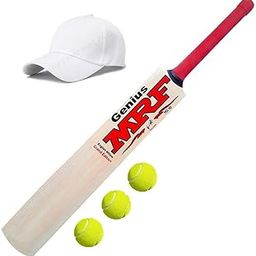 PMG Cricket Bat for Tennis Ball Size 6, Cricket bat for Boys of 9-15 Years kit (Bat, 3 Balls and 1 Cap, Wood)-image-70