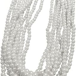 White Pearl Strand Necklace, Plastic Beads, Standard Size (pack of 10)-image-98