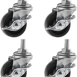 UJEAVETTE 4PCS Pack 1.5" Rubber Swivel Plate Mute Caster Wheel M8 Universal with Brake-image-50