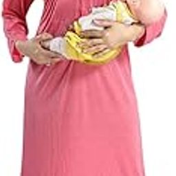 Women's Full Sleeves Feeding Nursing Maternity Nighty - Comfortable Cotton Nightwear with Floral Print, and Zip, Ideal for Nursing Moms, Soft and Breathable Maxi Gown for Relaxation and Sleep-image-84