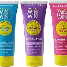 Miniwini Combo kit of (3X 100g) Shampoo Paste, Body wash paste & Body Yogurt Combo | ProVitamin B5 & Shea Butter | Healthy, hydrated & soft skin & hair | Sulfate & Paraben free | Free Canvas pouch-12