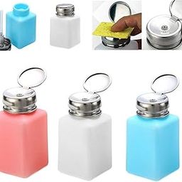 VizGiz 3 Pack Alcohol Dispenser 200ML (6.7oz) Push Down Liquid Press Pumping Refillable Empty Pump Bottle Makeup FLUID Storage Container Nail Polish Remover Soldering Iron Repair Tool-image-48