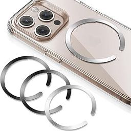 ESR Magnetic Ring 360, Compatible with MagSafe Sticker, Universal Magnetic Kit for iPhone 16e/16/15/14/13/12/11/X Series, Galaxy Samsung and More, 4 Pack, MagSafe Accessories, Black and Silver-31