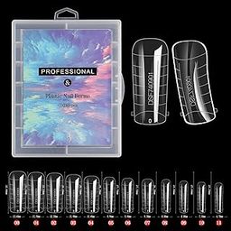 Styfy Dual Form Nail Tips | Dual Nail Forms | Full Cover False Nail Tips Arched for Poly Nail Gel Extension | Builder Gel Nail Extensions (Soft Square Dual Form Tips, 120 pcs)-image-3