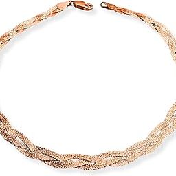 925 Silver Women's Rose Gold Flat Rope Italian Anklet | 2 Designs in 1 | 10"| set of 1-20