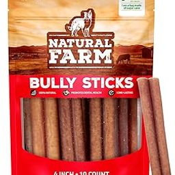 Natural Farm Odor Free Bully Sticks (4 Inch, 10 Pack) for Small & Medium Dogs - 100% Beef Chews for Pups, Non-GMO, Grain-Free, Fully Digestible Long Lasting Dog Treats-image-25