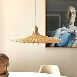 KA OUTDOOR Chairs Premium Kyra Cane Lamp Shade, Dining Room Lighting Fixtures Hanging Lamp, Creative Rattan Chandelier Bird Nest Lampshade for Bar Cafe Living Room(with no Bulb)-image-19