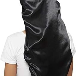 Braid Bonnet For Sleeping, Wide Elastic Band Satin Hair Wrap Sleeping Cap For Women Cap For Braids, Curly, Long Hair By Wbfwbb, Black-image-56