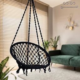Patiofy Home Swing for Adults & Kids/Swing for Living Room/Jhula for Adults/Suitable for Living Room, Balcony, & Outdoor/Capacity Upto 120 Kgs/Includes Free Hanging Accessories (Black)-image-46
