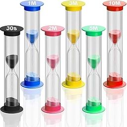 HASTHIP® 6PCS Small Sand Timer Hourglass Sandglass Sand Clock Timer 30sec / 1min / 2mins / 3mins / 5mins / 10mins(8.8cm High)-image-5