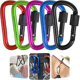 Gozaqe Aluminium Carabiner Ring Clip Hook Keyring,D Ring,Spring Snap Hook for Keychain Clip,Heavy Duty Buckle for Hiking,Travel,Riding,Fishing,Camping,Pet Lead Hanging-5Pcs-picture-25